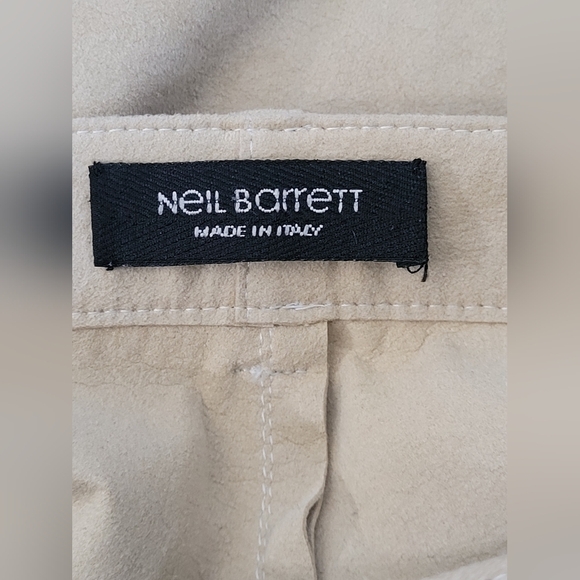 Neil Barrett Made In Italy Mens Light Tan Faux Suede Pant Flat Front Pockets Str - Picture 7 of 11